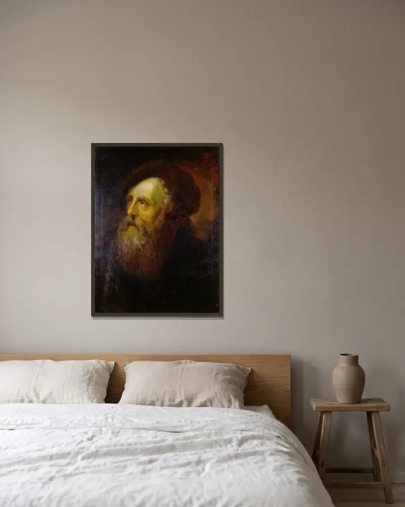 Portrait of an Old Jew av Antoine Pesne inramad på en vägg