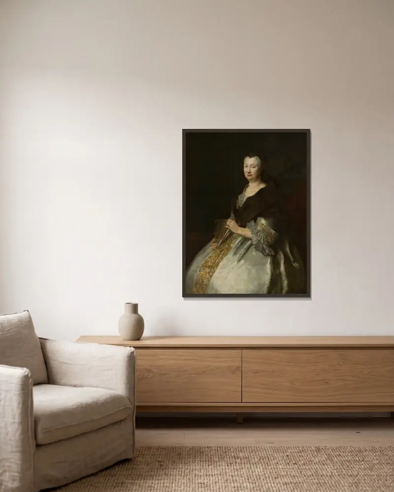 Porträt der Sophia Hedwig von Tettau (1662–1733) von Antoine Pesne gerahmt an einer Wand