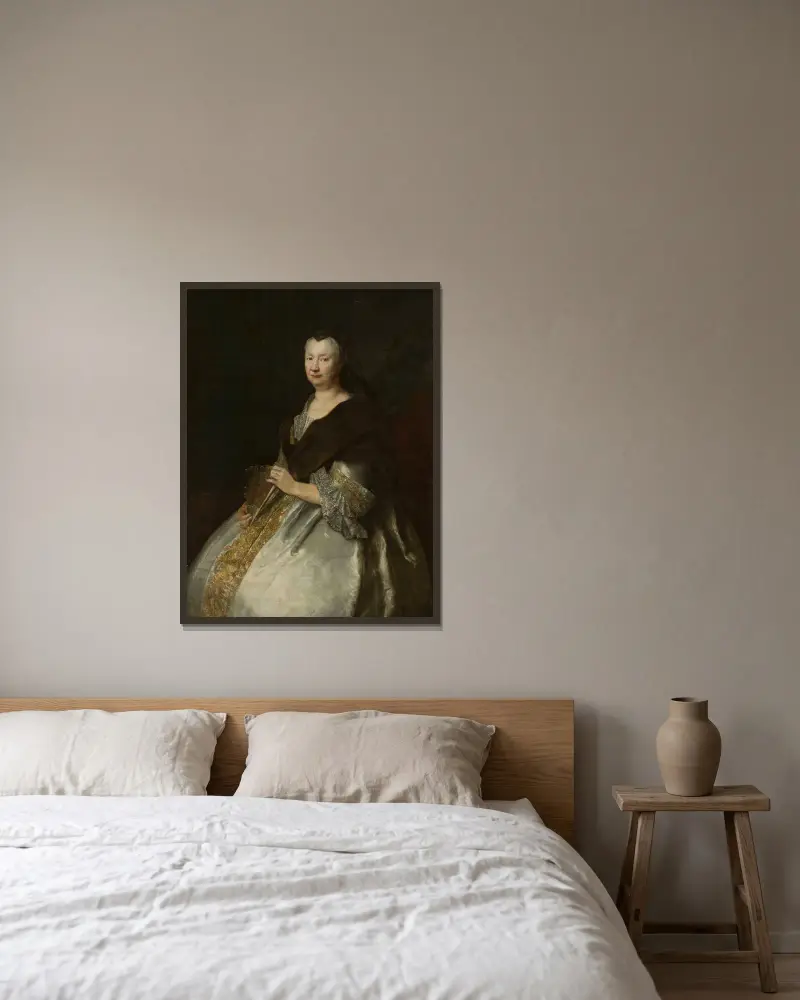 Porträt der Sophia Hedwig von Tettau (1662–1733) von Antoine Pesne gerahmt an einer Wand