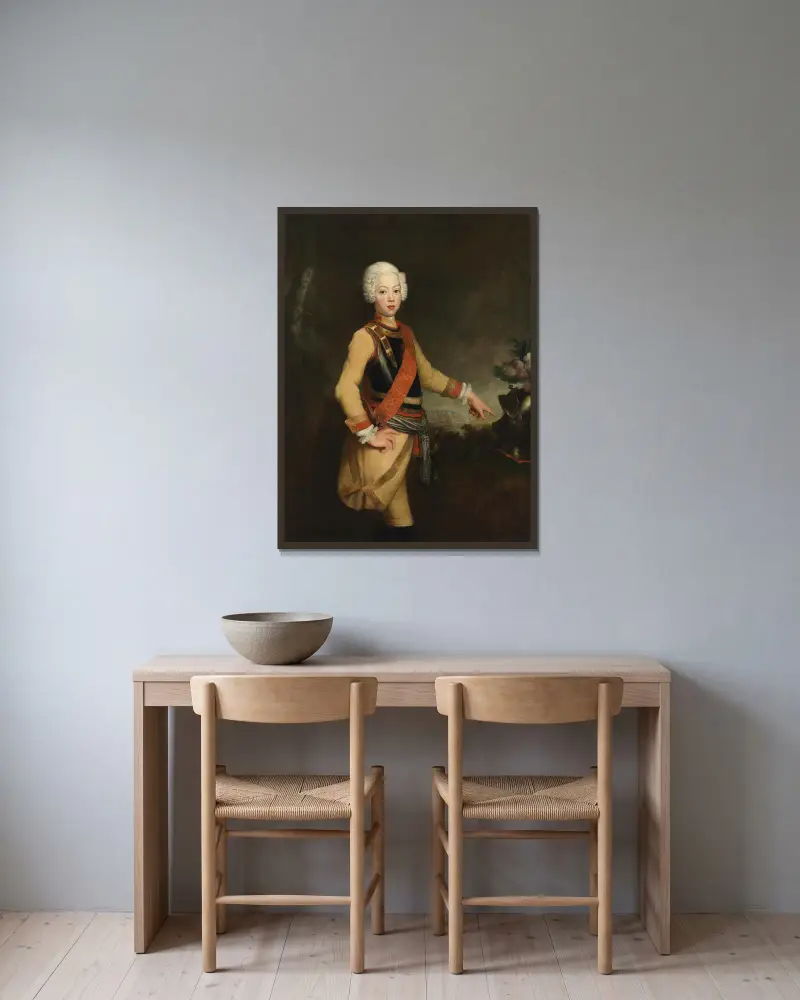 Prinz August Wilhelm von Preußen av Antoine Pesne inramad på en vägg