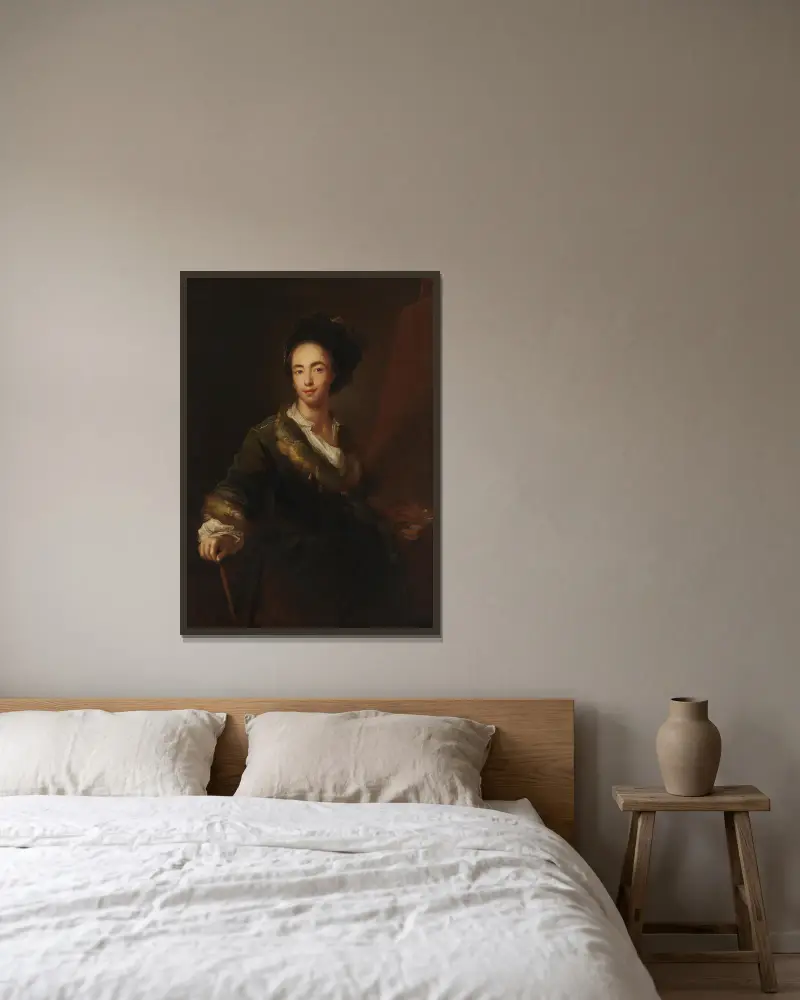 Selbstbildnis von Antoine Pesne gerahmt an einer Wand