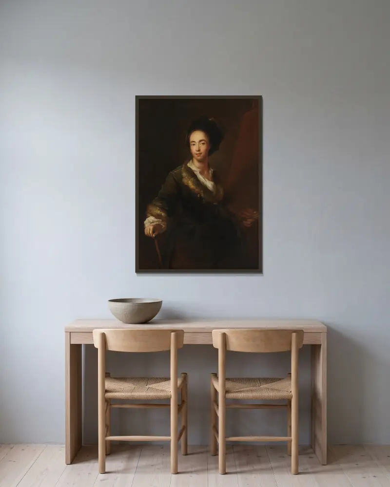 Selbstbildnis von Antoine Pesne gerahmt an einer Wand