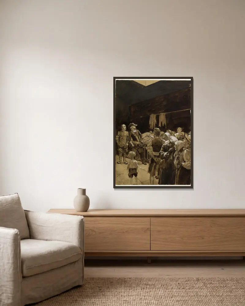 La morgue, Georges Antoine Rochegrosse v rámu na stěně