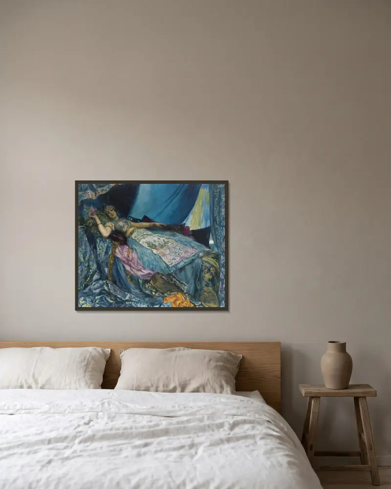 La Princesse Bleue von Georges Antoine Rochegrosse gerahmt an einer Wand
