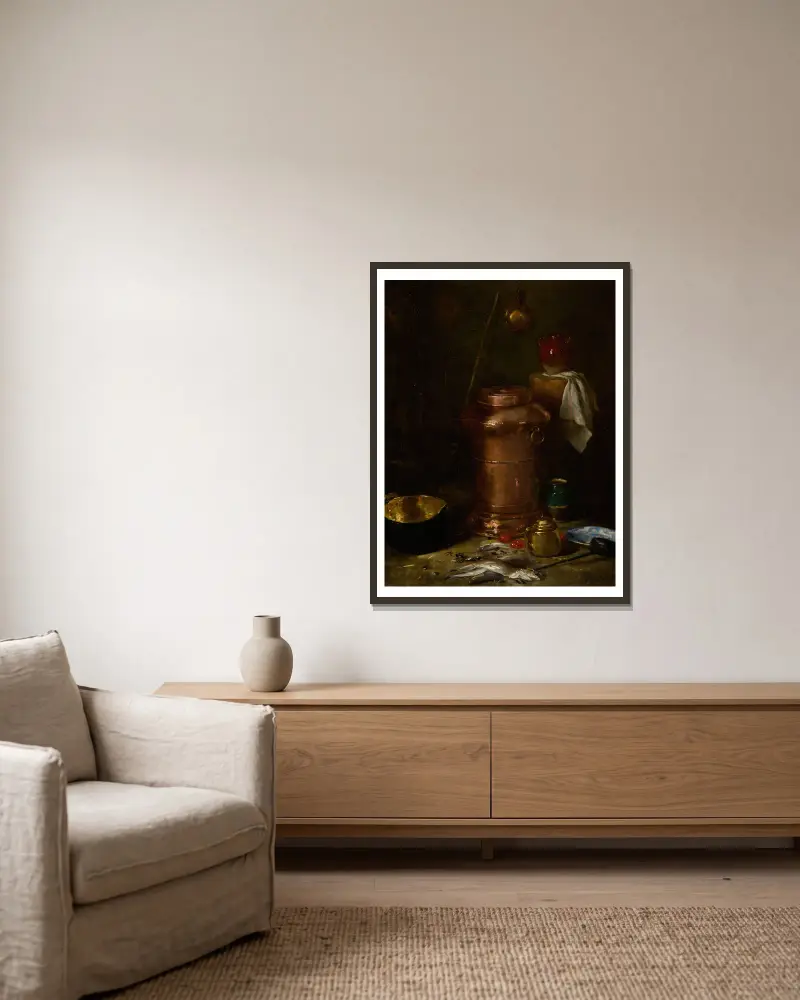Kellerinterieur von Antoine Vollon gerahmt an einer Wand