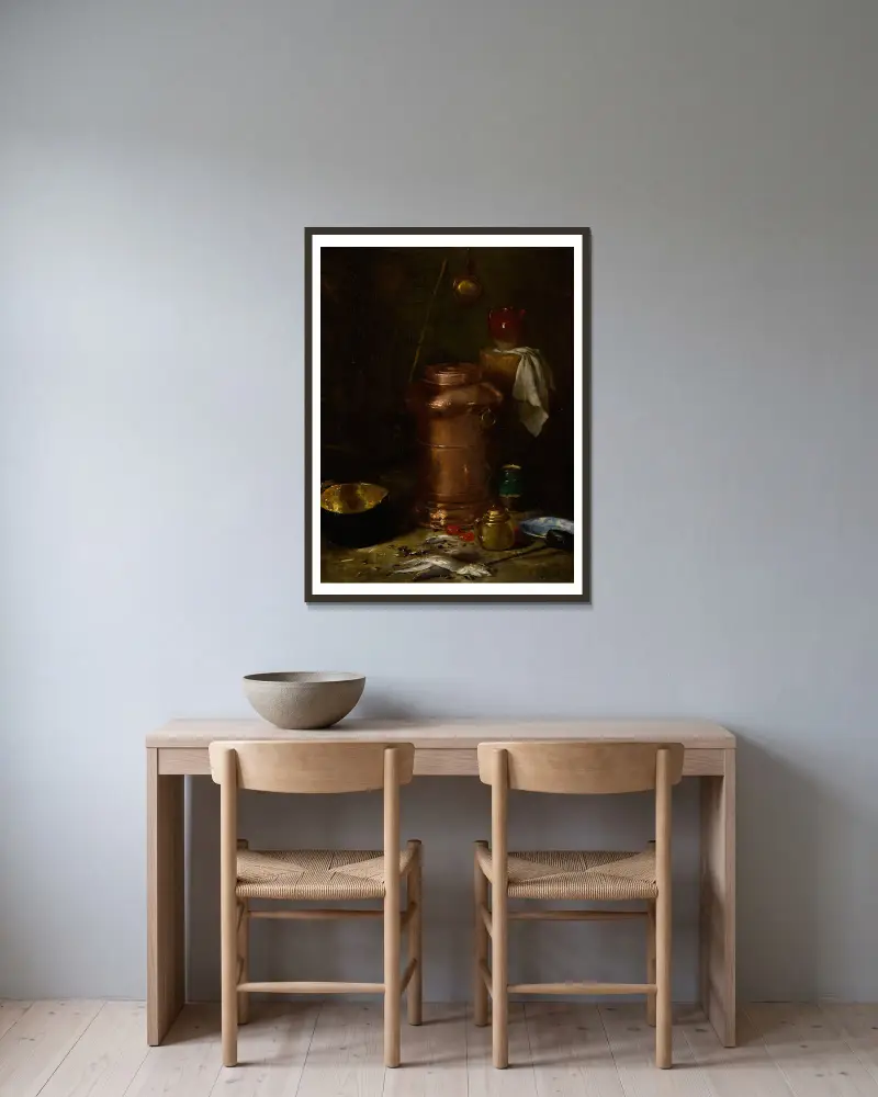 Kellerinterieur von Antoine Vollon gerahmt an einer Wand
