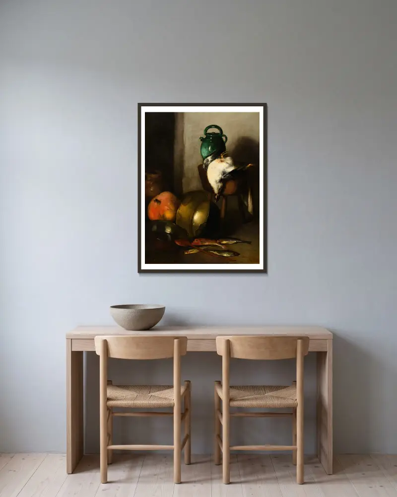 Stillleben von Antoine Vollon gerahmt an einer Wand