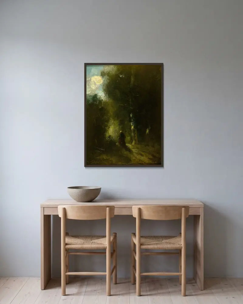 Waldlandschaft von Antoine Vollon gerahmt an einer Wand