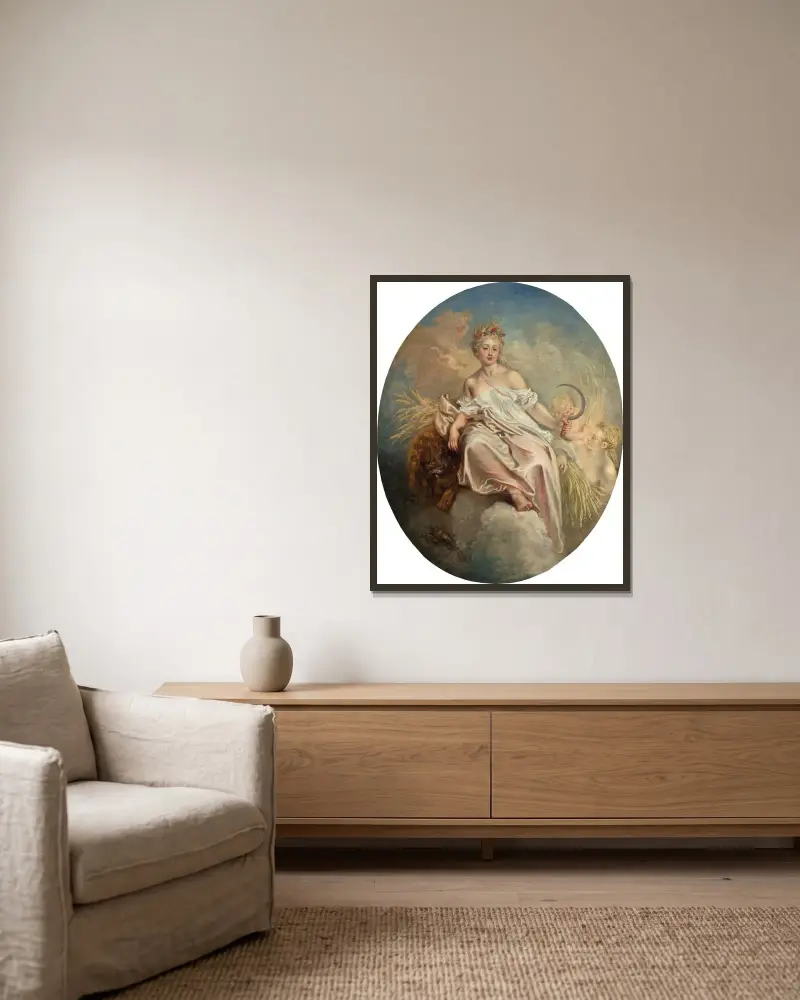 Ceres (Sommar) av Jean-Antoine Watteau inramad på en vägg