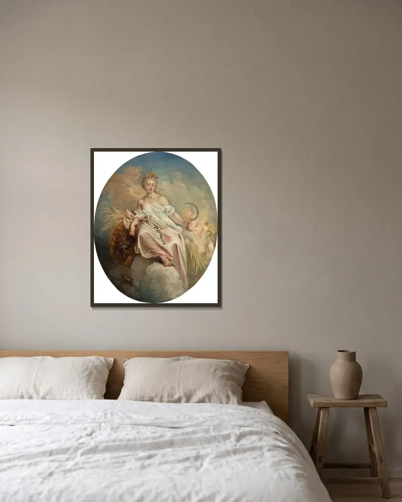 Ceres (Sommar) av Jean-Antoine Watteau inramad på en vägg