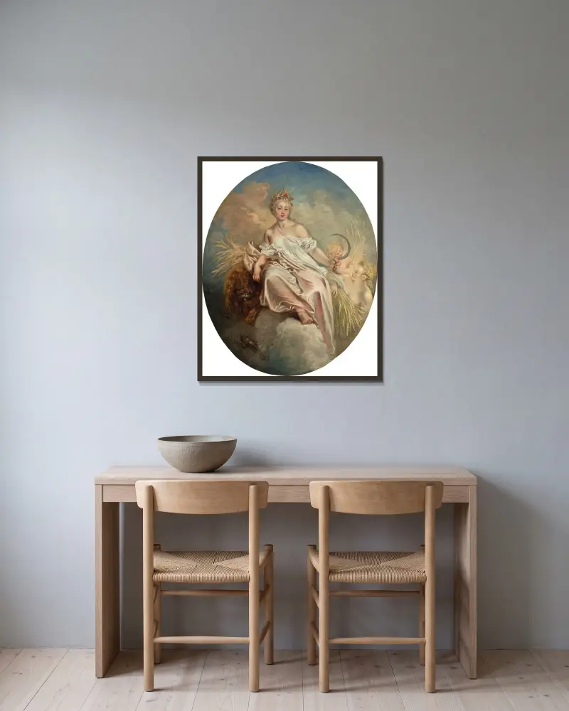 Ceres (Sommar) av Jean-Antoine Watteau inramad på en vägg
