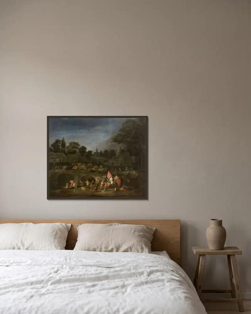 Böndernas hämnd av Jean-Antoine Watteau inramad på en vägg