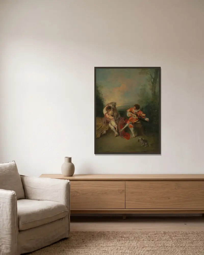 Niespodzianka, Jean-Antoine Watteau w ramie na ścianie