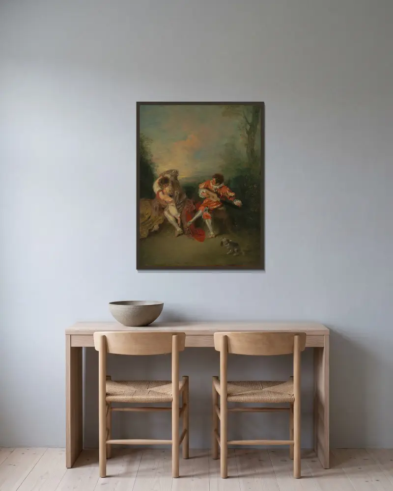 Niespodzianka, Jean-Antoine Watteau w ramie na ścianie