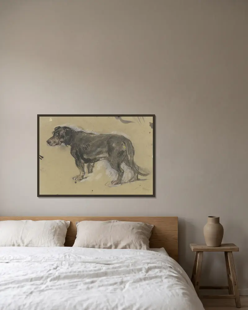Dackel nach links von Anton Burger gerahmt an einer Wand