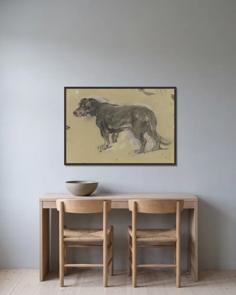 Dackel nach links von Anton Burger gerahmt an einer Wand