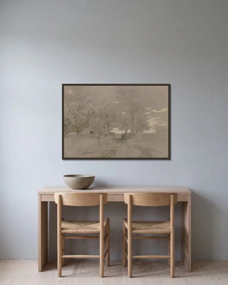 Bauernhaus an der Straße von Anton Burger gerahmt an einer Wand