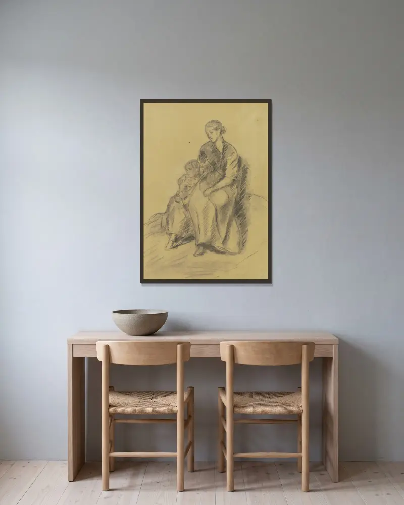 Mutter mit Kind von Anton Burger gerahmt an einer Wand