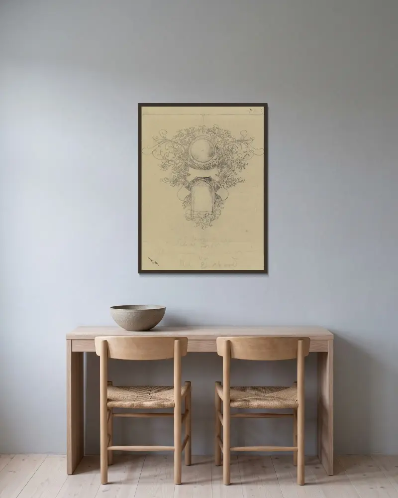 Ornament von Anton Burger gerahmt an einer Wand