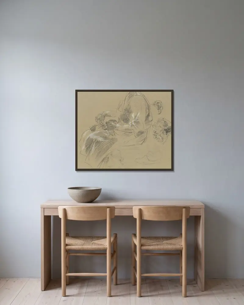 Der Schuhmacher von Anton Burger gerahmt an einer Wand
