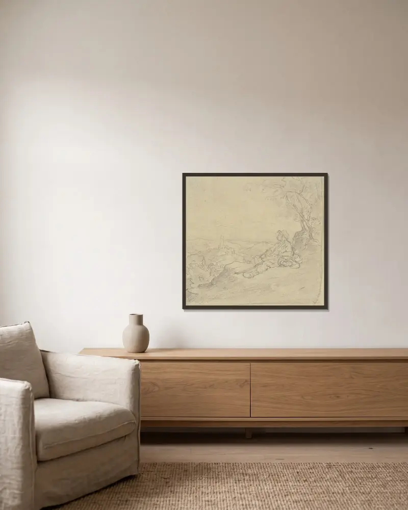 Blick auf Falkenstein von Anton Burger gerahmt an einer Wand