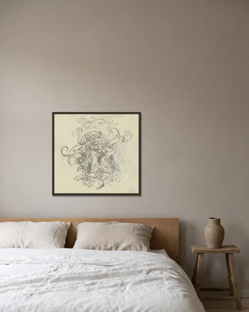 Vignette von Anton Burger gerahmt an einer Wand