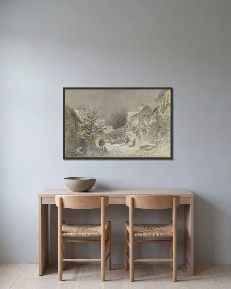 Vintervy från Falkenstein av Anton Burger inramad på en vägg
