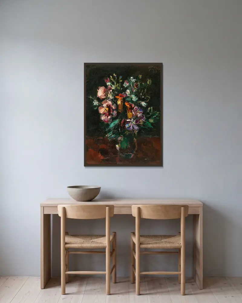 Bouquet of flowers av Anton Faistauer inramad på en vägg