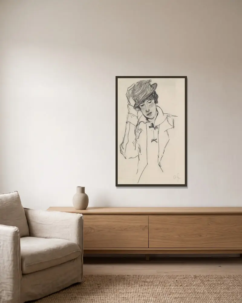Dame mit Hut von Anton Faistauer gerahmt an einer Wand