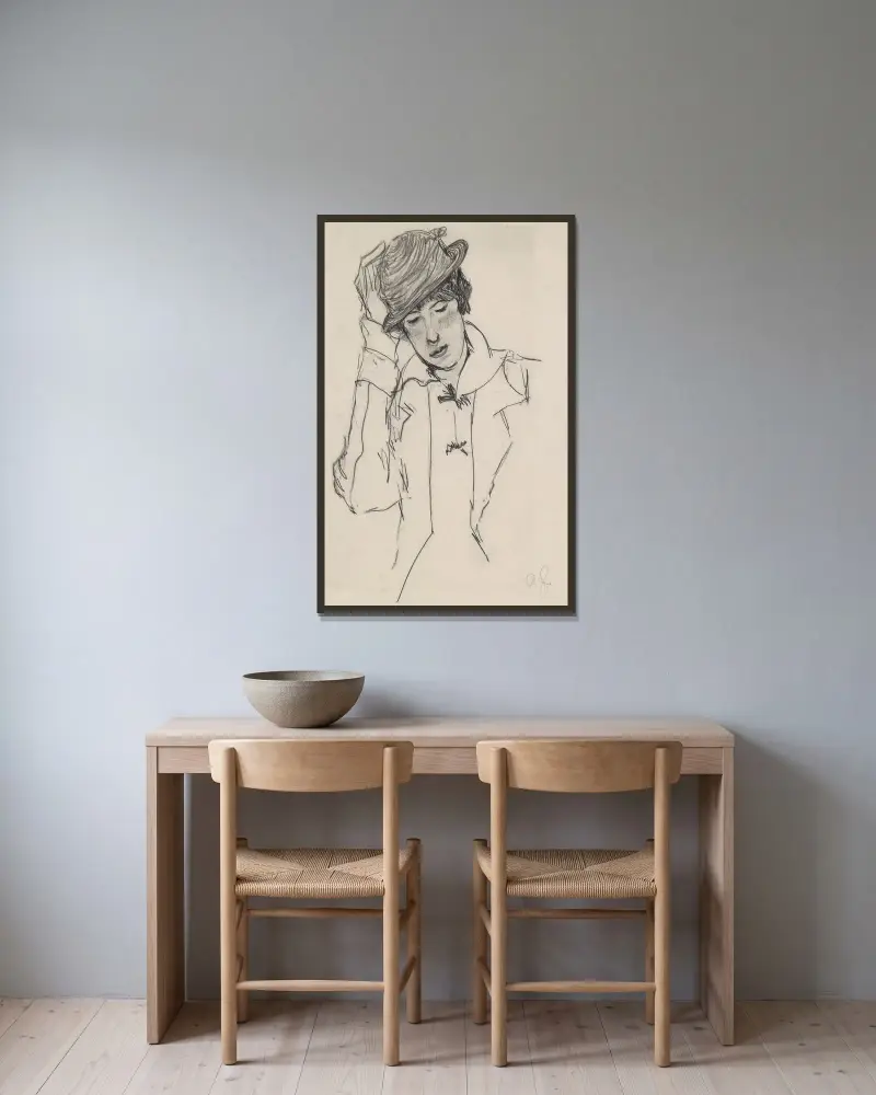 Dame mit Hut von Anton Faistauer gerahmt an einer Wand
