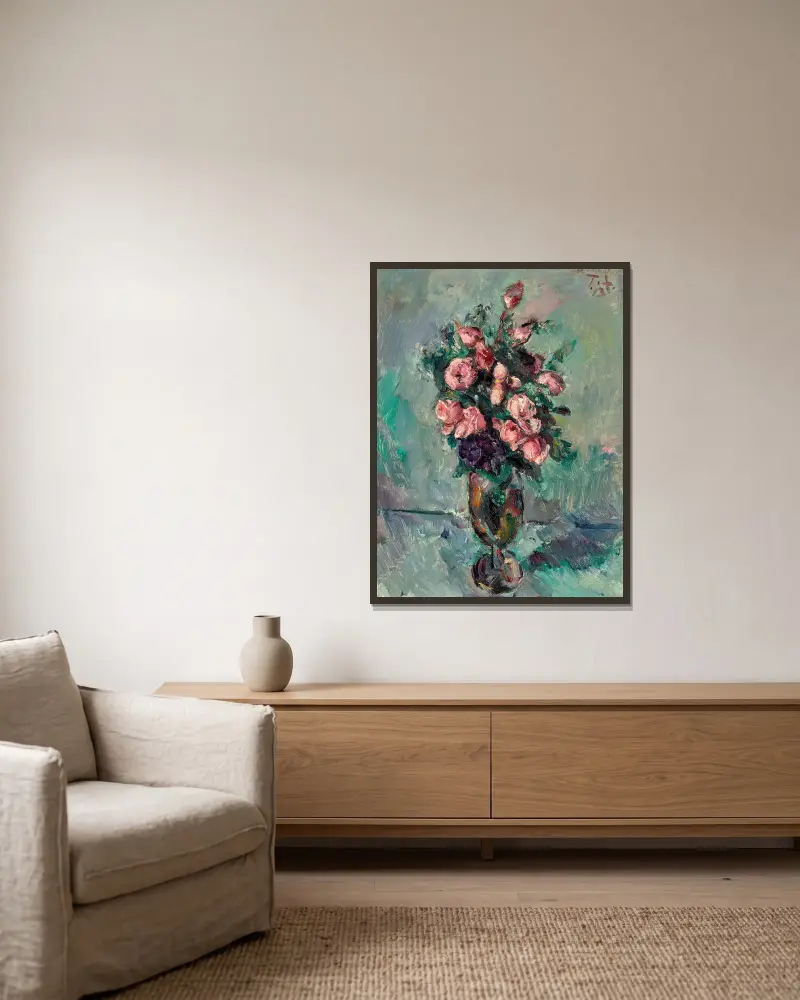 Hochzeitsrosen I von Anton Faistauer gerahmt an einer Wand