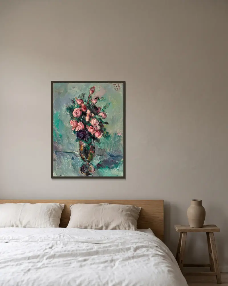 Hochzeitsrosen I von Anton Faistauer gerahmt an einer Wand