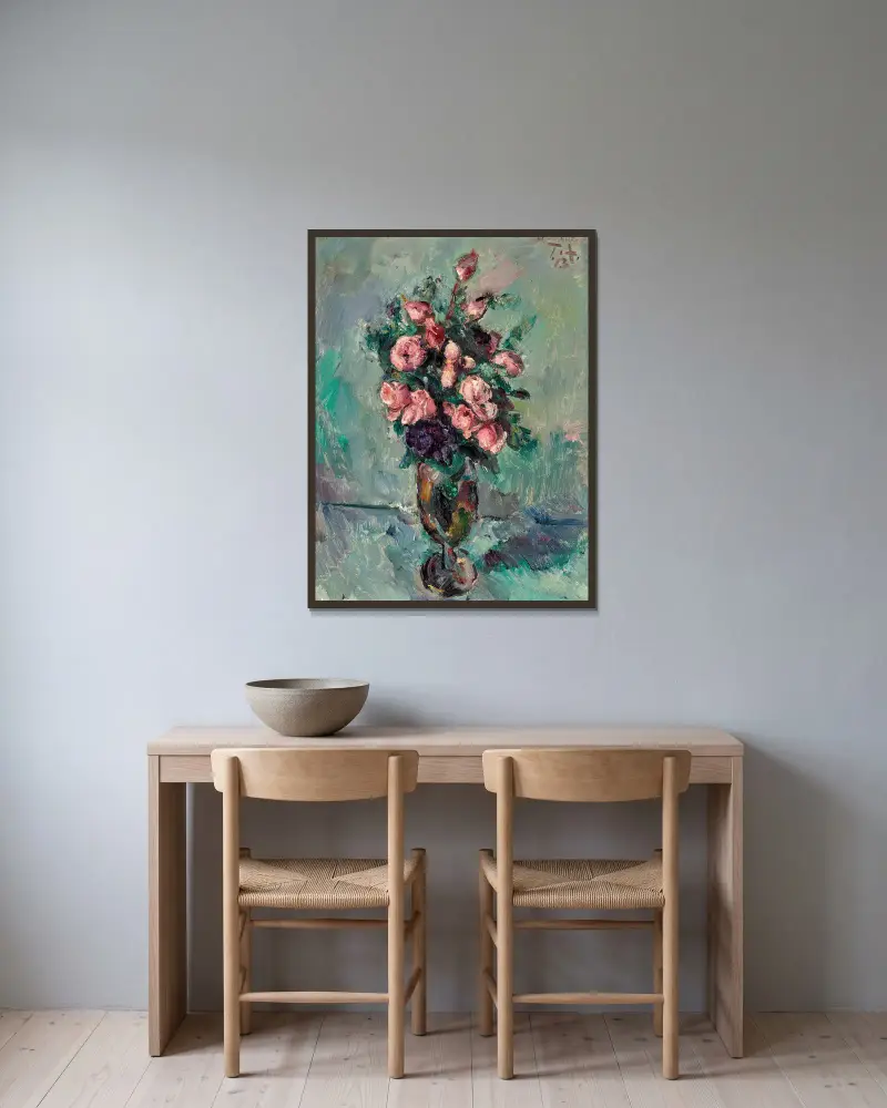 Hochzeitsrosen I von Anton Faistauer gerahmt an einer Wand