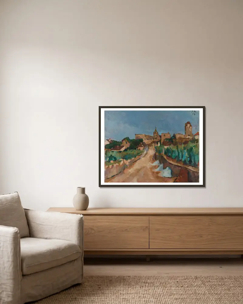 Straße nach Dürnstein von Anton Faistauer gerahmt an einer Wand