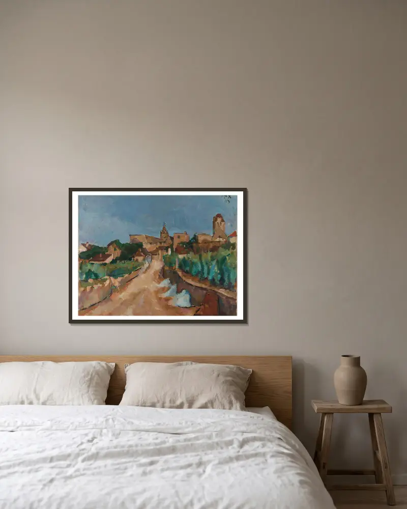 Straße nach Dürnstein von Anton Faistauer gerahmt an einer Wand