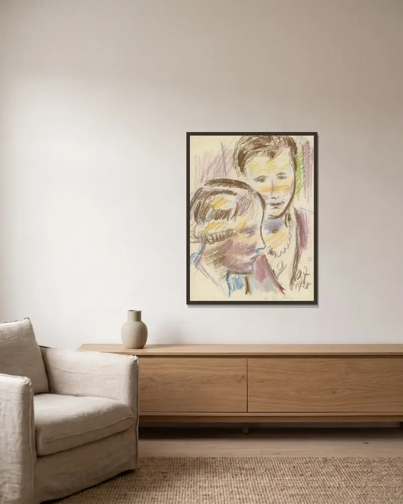 Zwei Frauen von Anton Faistauer gerahmt an einer Wand