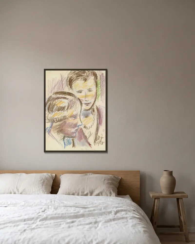 Zwei Frauen von Anton Faistauer gerahmt an einer Wand