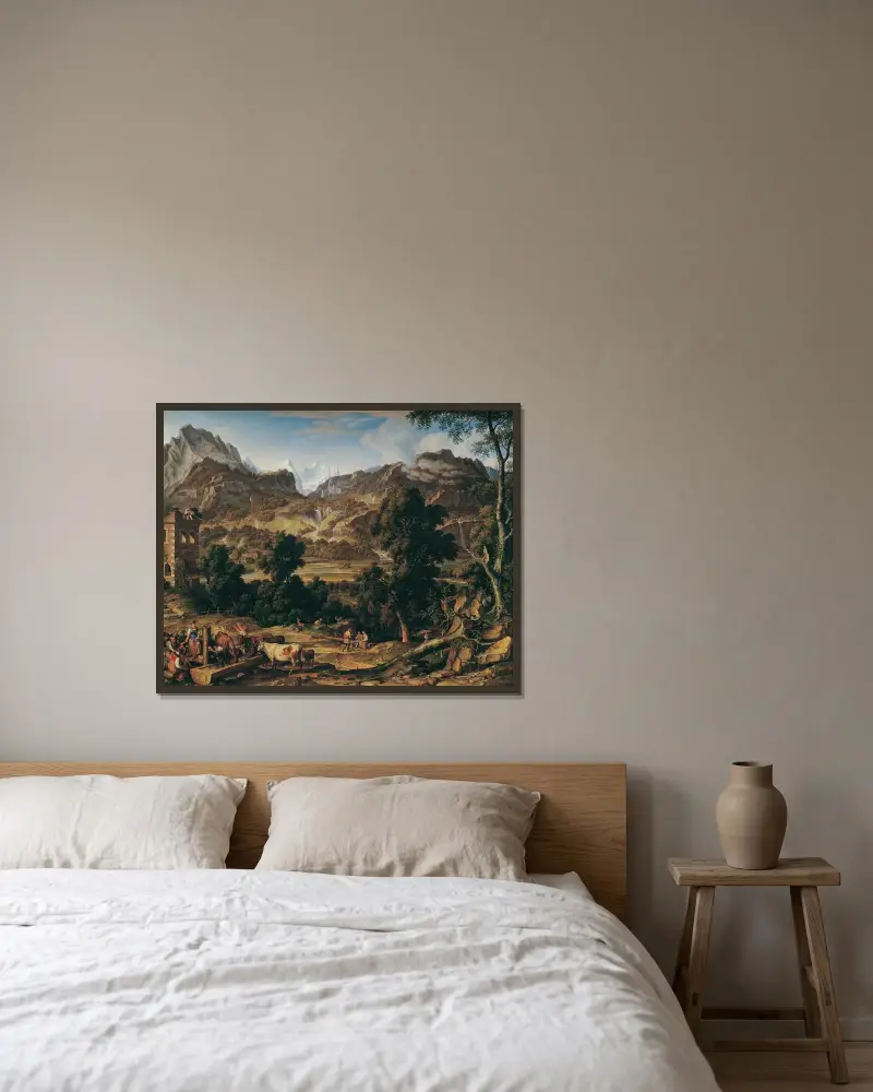 Berner Oberland av Joseph Anton Koch inramad på en vägg