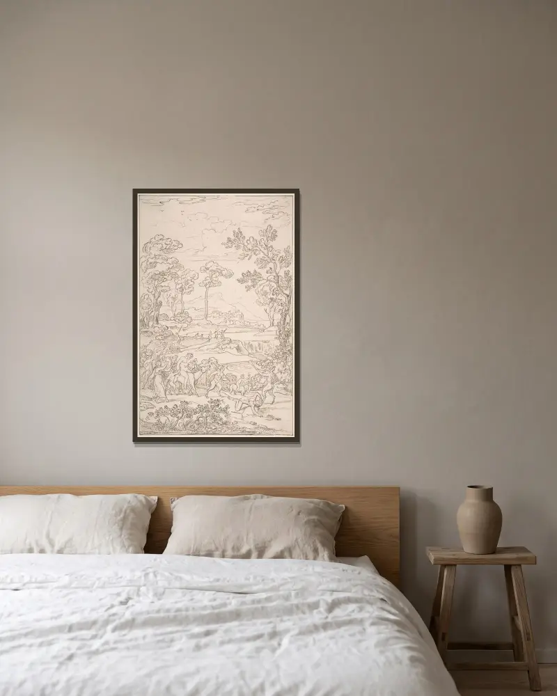 Bacchus triumf av Joseph Anton Koch inramad på en vägg