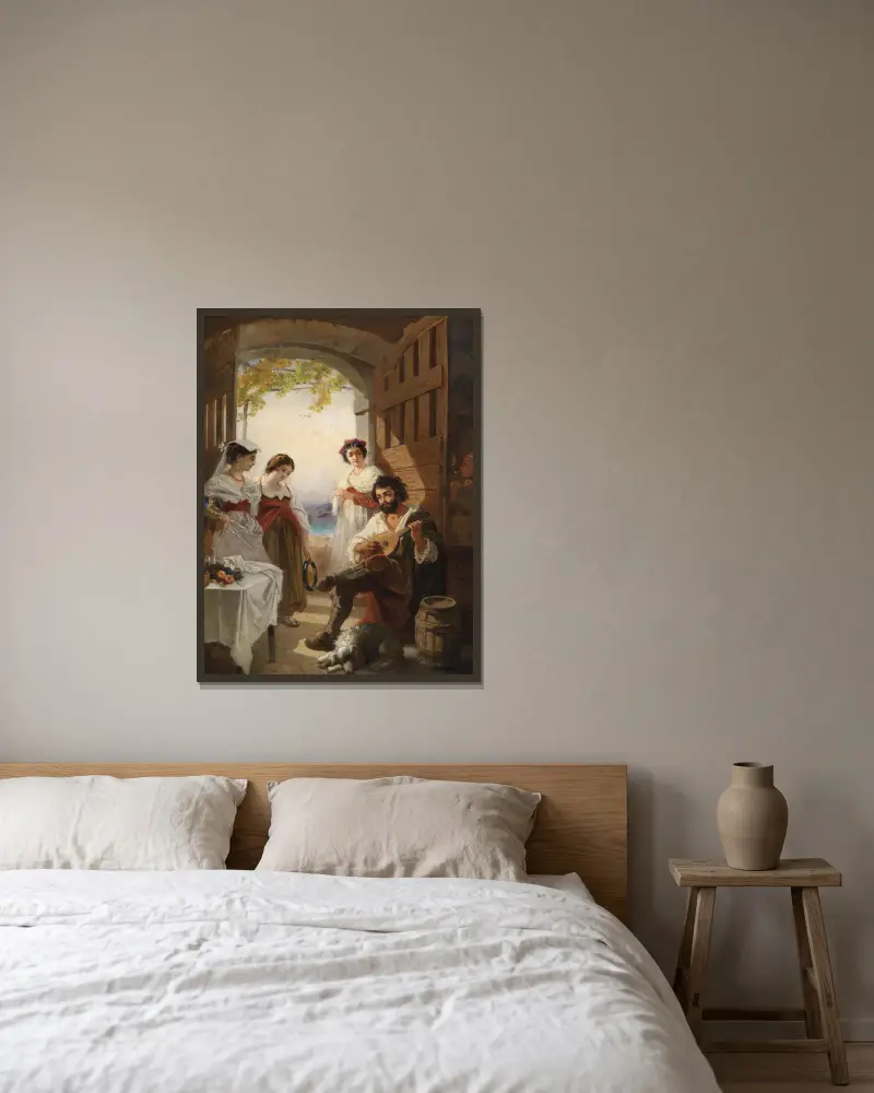 Neapolitanische Schenke von Anton Romako gerahmt an einer Wand