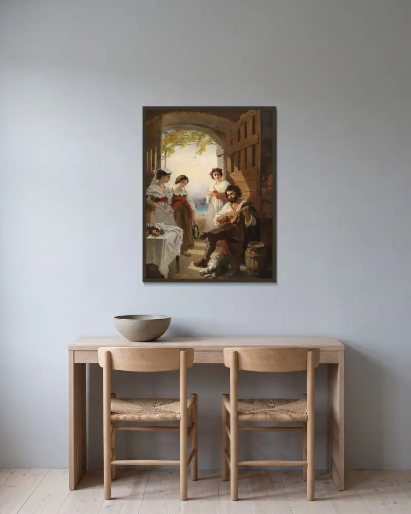 Neapolitanische Schenke von Anton Romako gerahmt an einer Wand