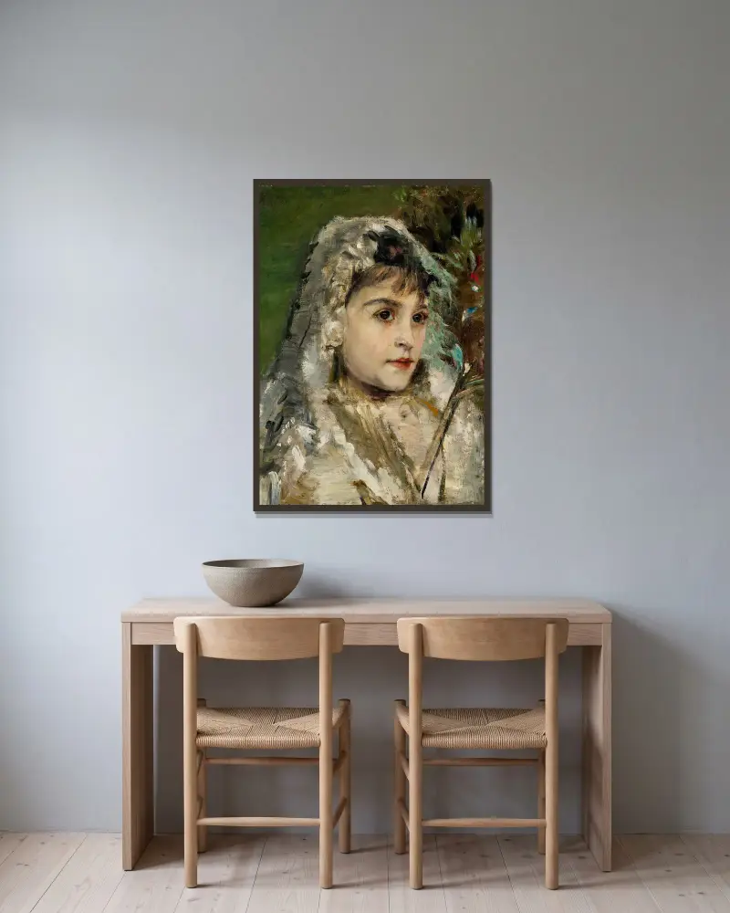 Portrait of a girl with veil av Anton Romako inramad på en vägg