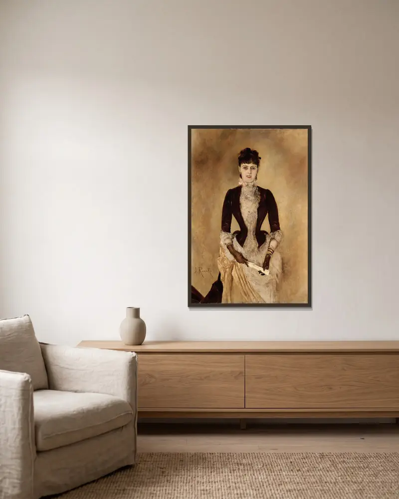 Portrait Of Isabella Reisser av Anton Romako inramad på en vägg