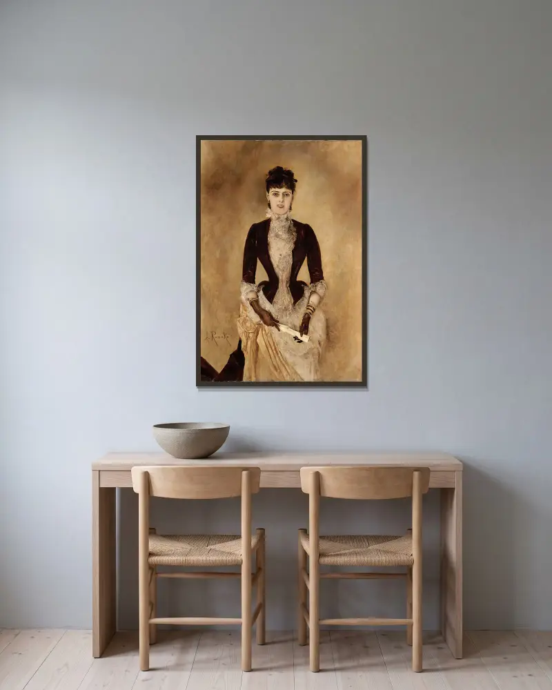 Portrait Of Isabella Reisser av Anton Romako inramad på en vägg
