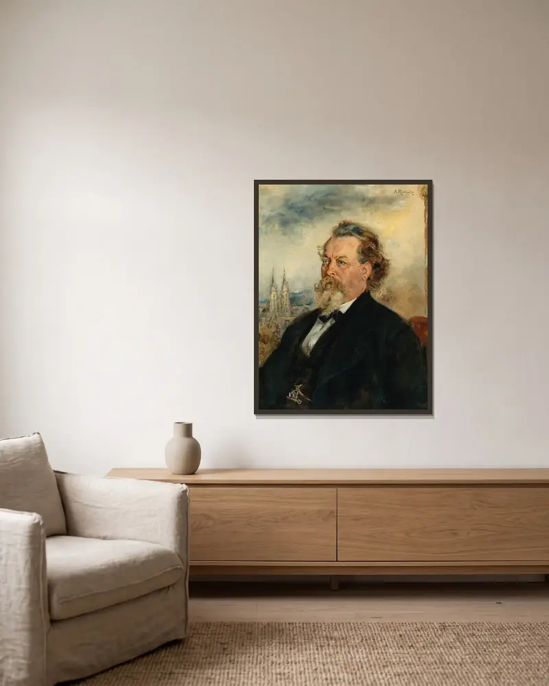 Porträt von Wilhelm Bücher von Anton Romako gerahmt an einer Wand