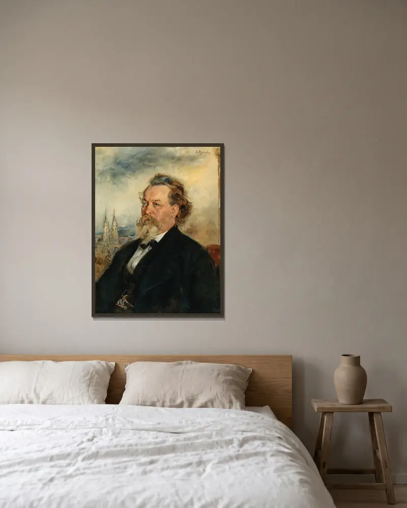 Porträt von Wilhelm Bücher von Anton Romako gerahmt an einer Wand