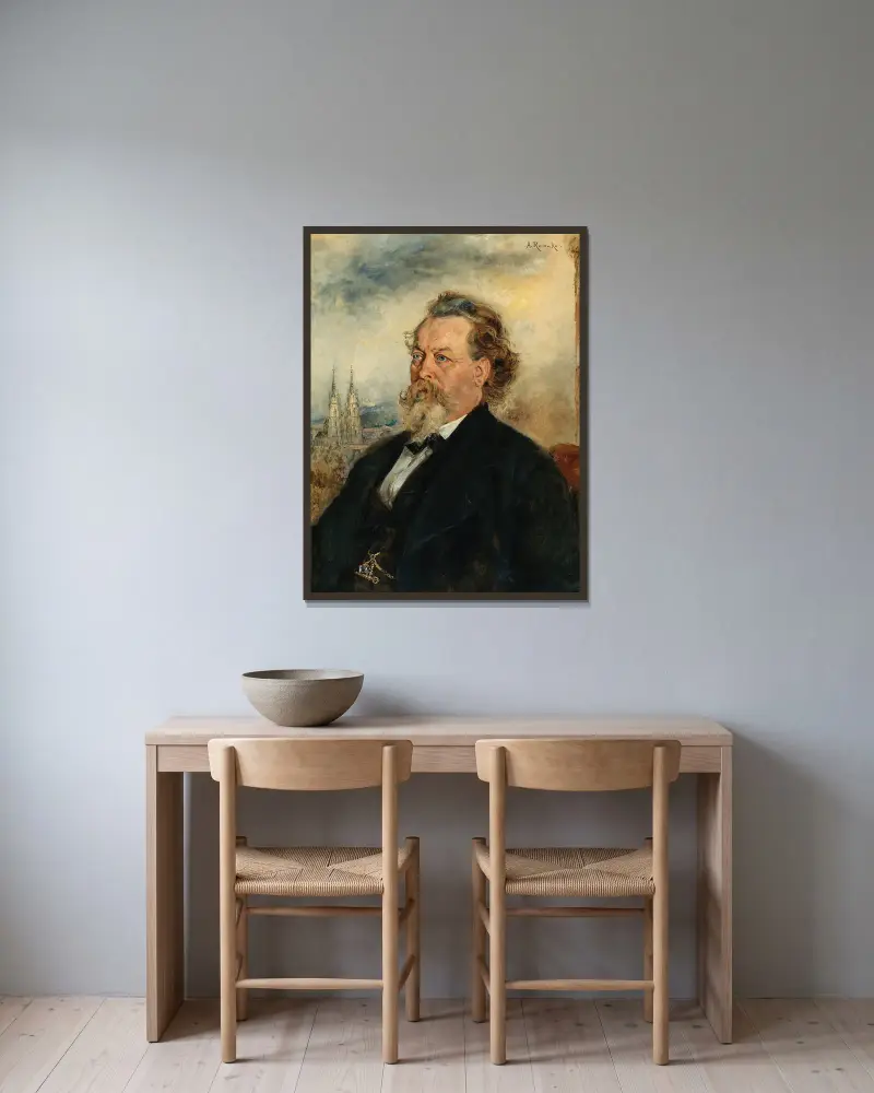 Porträt von Wilhelm Bücher von Anton Romako gerahmt an einer Wand