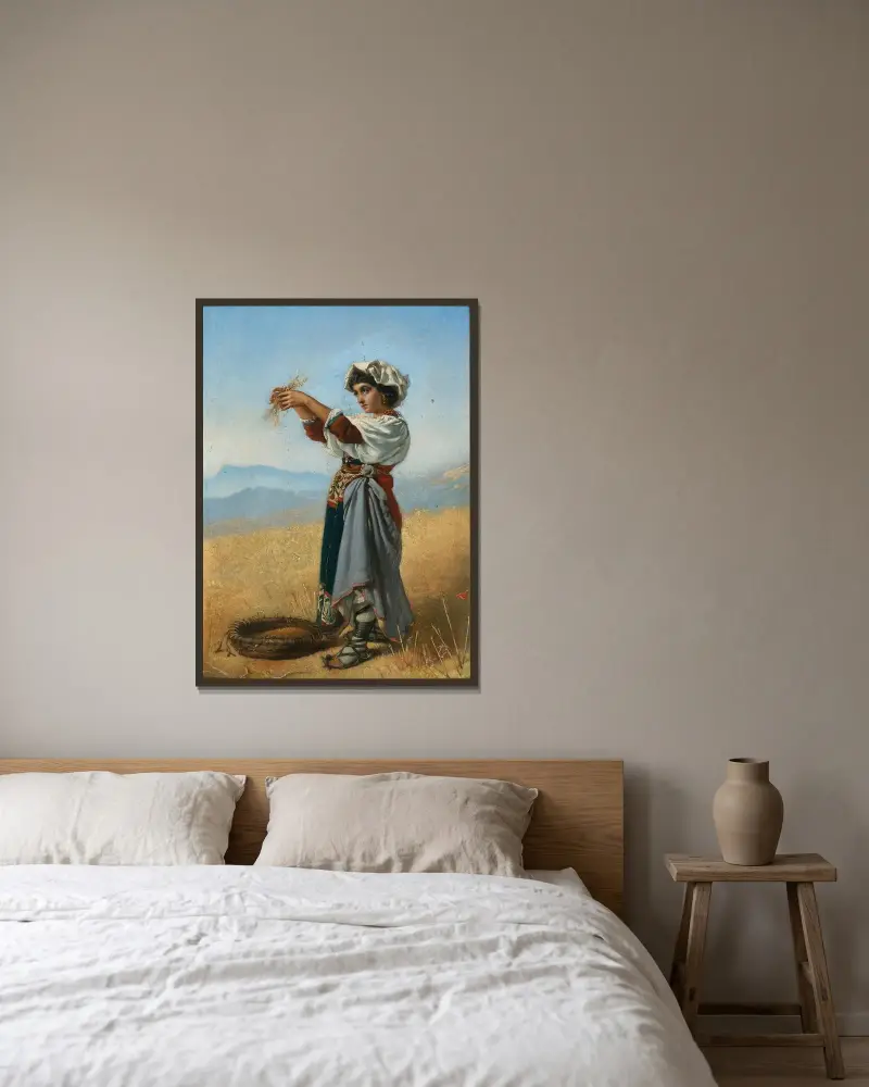 Die Maissammlerin von Anton Romako gerahmt an einer Wand