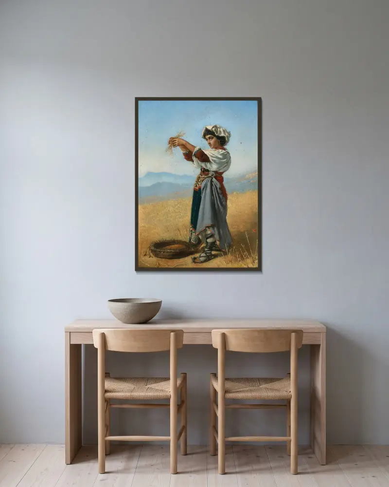 Die Maissammlerin von Anton Romako gerahmt an einer Wand