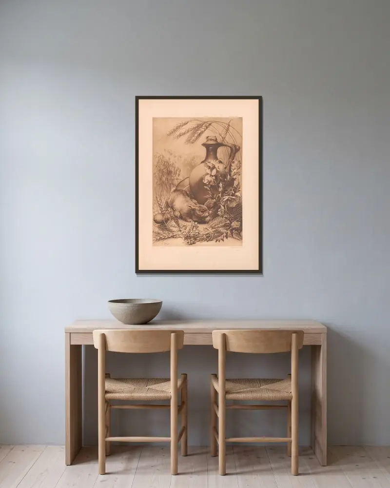 Die Pflanze in Kunst und Gewerbe, Taf. 058 von Anton Seder gerahmt an einer Wand